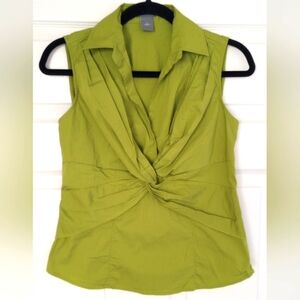 Ann Taylor Sleeveless Green Blouse with Side Zipper| Women Size 4